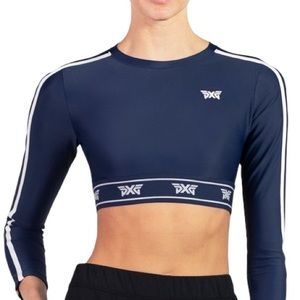 NWT PXG Crop Logo Tape Top Navy